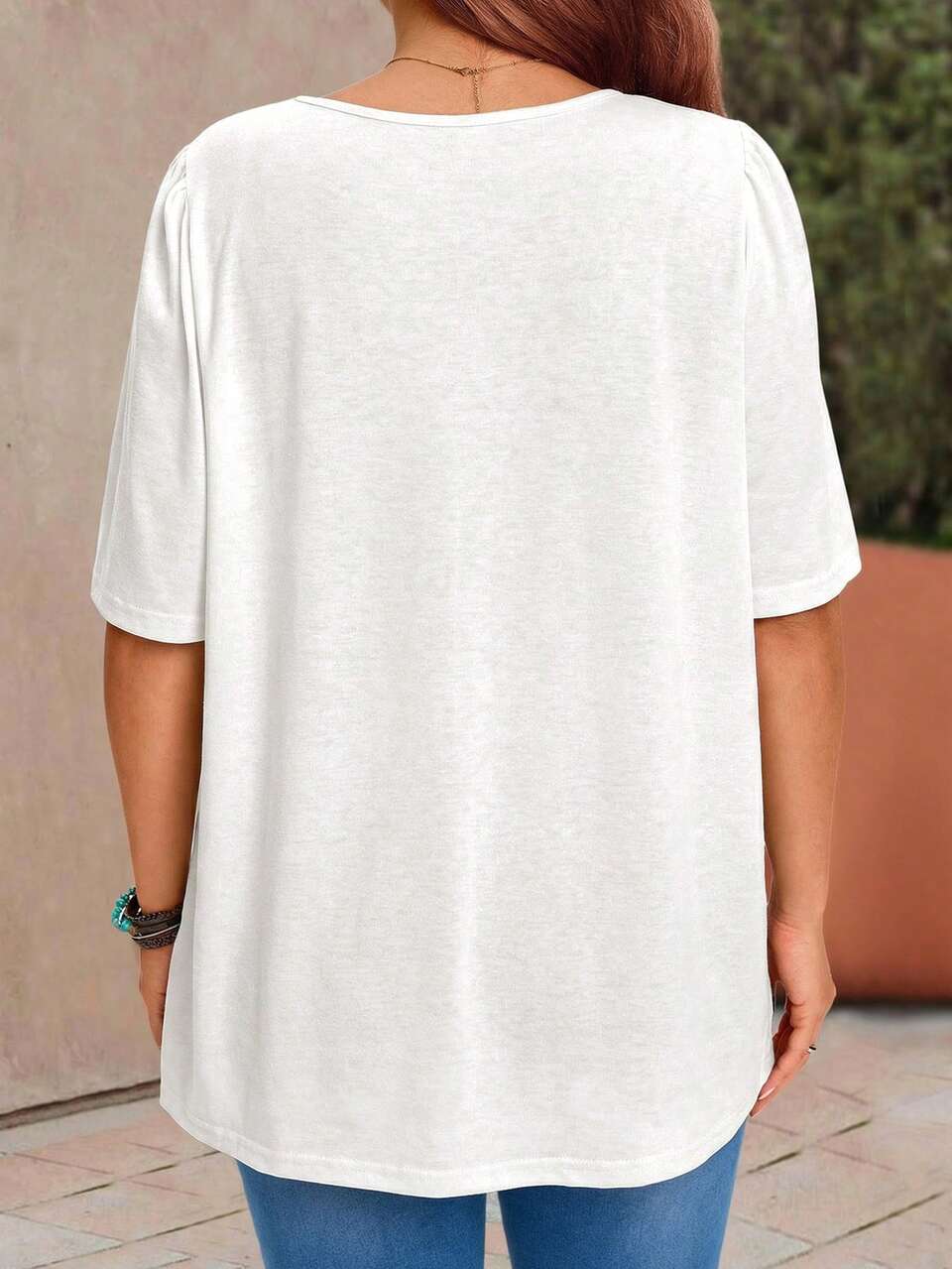 Plus Size Women's Solid Color Round Neck Casual Versatile Daily Short Sleeve T-Shirt
