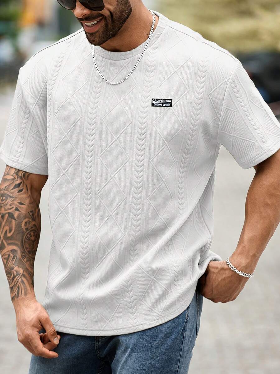 Manfinity Homme Áo thun nam cỡ lớn cổ tròn tay ngắn, kiểu dáng thường ngày đa năng, thích hợp cho mùa hè. - trắng - Xem 1