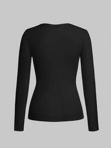 TaskEZ Solid Color Fitted Long Sleeve Scrub Uniform Top - Multicolor - View 5