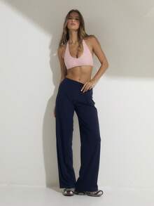 Aralina Leisurewear Active Women's Pleat Front Straight Leg Gym Workout Pant - Navy Blue - View 5