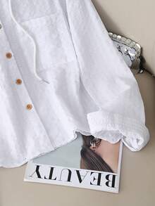 Resyla Nueva camisa con capucha holgada a rayas azules, protección solar - Blanco - Ver 5