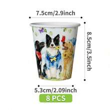 Flower Field Cute Dog Disposable Plates, Napkins And Cups Set, Serves 8 Guests. This Disposable Party Supplies Set (Including Plates, Napkins And Cups) Is Perfect For Birthday Parties, Weddings And Family Picnics. - View 7