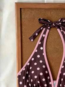 Elavelle Women's Random Print Spaghetti Strap Bow Tie Camisole Bikini Top, Spring/Summer - Multicolor - View 5