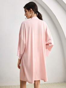 Ocili Women's Lace Trim Elegant Robe - Pink - View 3