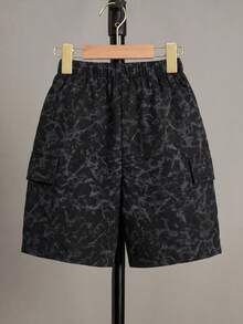 SHEIN 男童弹力腰带休闲工装短裤，适合日常穿着 - 彩色 - 查看 2