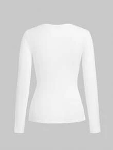 TaskEZ Solid Color Fitted Long Sleeve Scrub Uniform Top - Multicolor - View 4