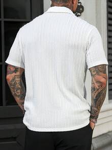 Manfinity CasualCool 男士纹理宽松休闲短袖 Polo 衫 - 白色 - 查看 3