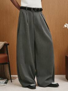 TOKVUE Men's Solid Color Pleated Casual Versatile Commute Suit Pants For Ceremony - Dark Grey - View 4