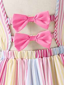 Đầm ngắn tay ngắn, thắt eo, in hoa, hở lưng, thiết kế nơ cho bé gái tuổi teen. - Nhiều màu - Xem 4