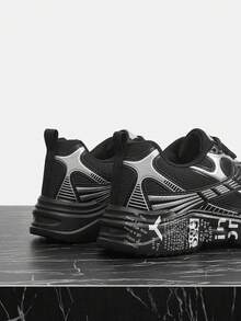 Vate Women's Silver Thick Sole Chunky Sneakers, Comfortable & Breathable - Black - View 4