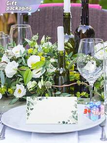 SHEIN 40 chiếc - Thẻ tên màu nước cho tiệc cưới Thẻ tên chỗ ngồi có mái che Thẻ để bàn trống có thể in Thẻ tên gấp cho tiệc cưới, 3,5 X 4 inch (mới), Vật dụng cho tiệc ngày lễ tình nhân - màu xanh lá - Xem 5