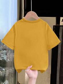 Genkimix Kids Genkimix 女童时尚休闲上衣，创意3D立体花卉装饰，圆领短袖T恤，夏季款 - 芥末黃 - 查看 7