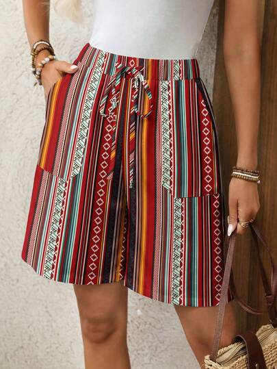 EMERY ROSE Women's Casual Drawstring Waist Loose Shorts, Suitable For Summer Daily Wear, Women's Summer Shorts