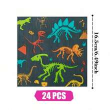 恐龙化石生日快乐一次性餐盘、餐巾纸和纸杯派对套装，可供24位客人使用。这款一次性纸质派对餐具适用于生日、婚礼、主题派对和家庭野餐。 - 查看 7