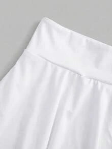 SHEIN EZwear Plus Size White Phone Pocket Elastic Skort - White - View 3