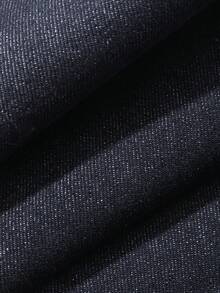 DAZY Jeans rectos de cintura elástica con bolsillo en diagonal de unicolor para niño preadolescente - Azul - Ver 7
