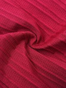 Sweetra Plus Size Women Solid Color Twist Pleated Fitted Casual Blouse - Red - View 6