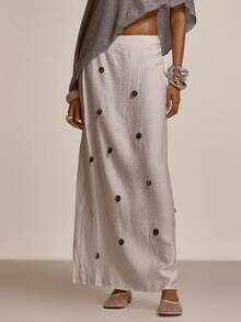 MUSERA 亮片装饰宽松及地长裙，可爱春夏性感外出海滩度假蜜月装 - 白色 - 查看 2