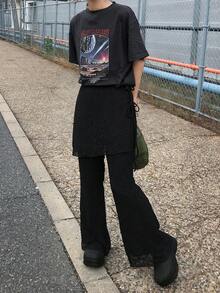 FRIFUL Women's Textured Fabric Detachable Ruffle Waist Tie Side Bow Casual Slim 2-Piece Set, Versatile For Autumn - Black - View 7