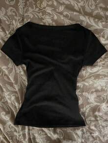 Glimmora 女士休闲撞色蕾丝纽扣短袖T恤，夏季 - 彩色 - 查看 2