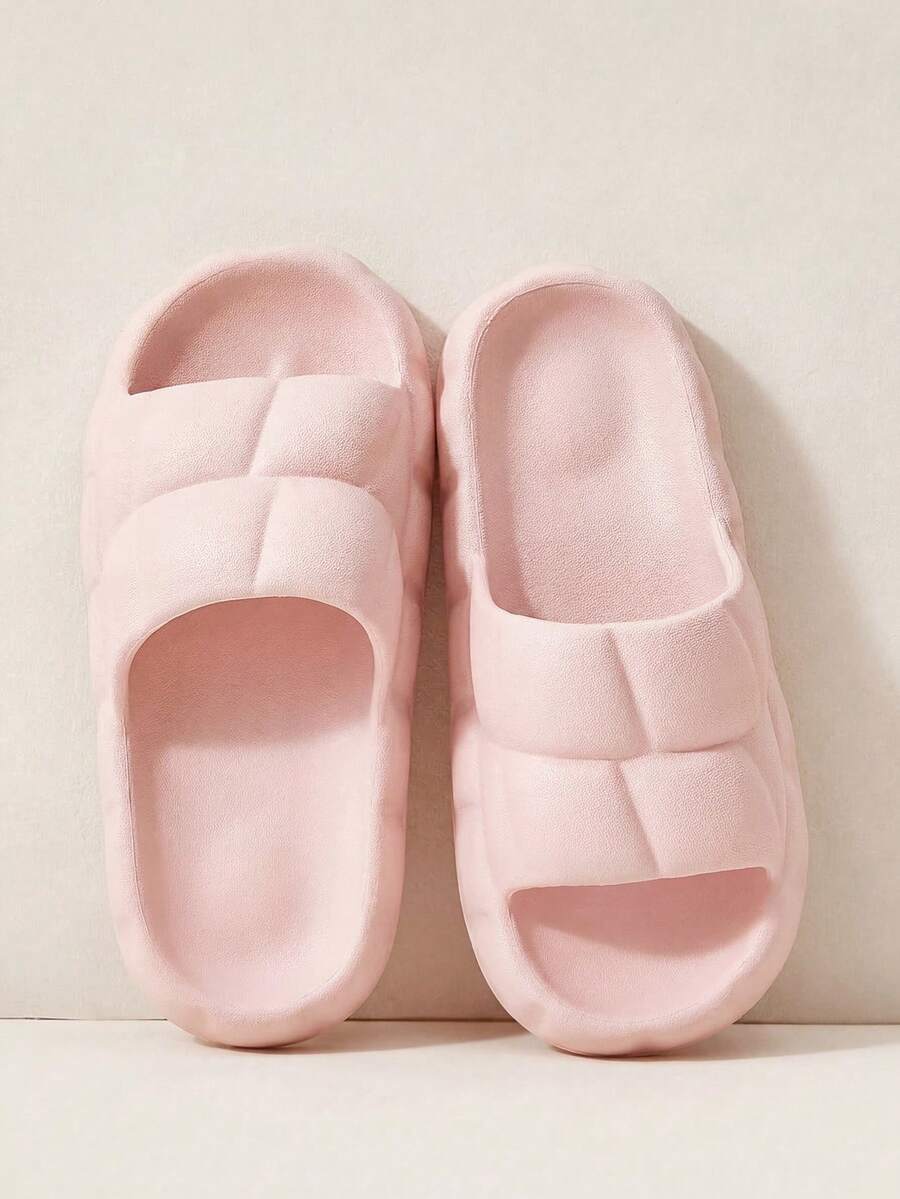 Cuccoo Woman Shoes Textured Single Strap Preppy Pink Lightweight EVA Slippers For Summer Vacation Shoes Summer Spring Shoes Spring Break Easter For Casual Beach Style - Pink - View 1
