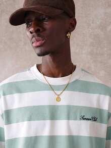 SUMWON Rodeo Drive Striped Short Sleeve Crop Fit Summer Club Casual Vacation Oversized Tee - Multicolor - View 5