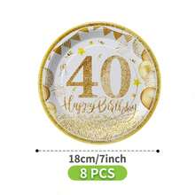 Gold Balloons 40th Anniversary Disposable Plates, Napkins And Cups Set, Serves 8 Guests. This Disposable Party Supplies Set (Including Plates, Napkins And Cups) Is Perfect For Birthday Parties, Weddings And Family Picnics. - View 6