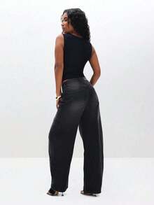 BABYPHAT Áo tank top cỡ lớn, cổ chữ V, không tay, có chi tiết xẻ ngực, màu đen, kiểu dáng thường ngày, in chữ vàng. - màu đen - Xem 7