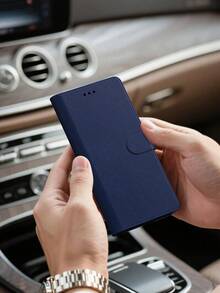 Funda de cartera multifuncional para teléfono móvil de color azul, hecha de material de PU - Azul - Ver 4