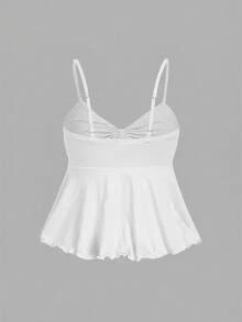 SHEIN MOD 女士系带纯色吊带背心，多件装，波西米亚风格，适合海滩装扮、西部牛仔造型、休闲上衣、锐舞派对、乡村音乐节等场合。 - 灰色 - 查看 4