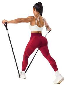 Core Rhythm 女士无缝交叉纹运动紧身裤，适合室内外瑜伽和健身，全长 - 彩色 - 查看 7