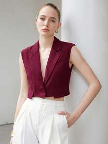 Aveloria Modichic Chaleco corto sin mangas de estilo fresco de verano - Burdeos - Ver 3