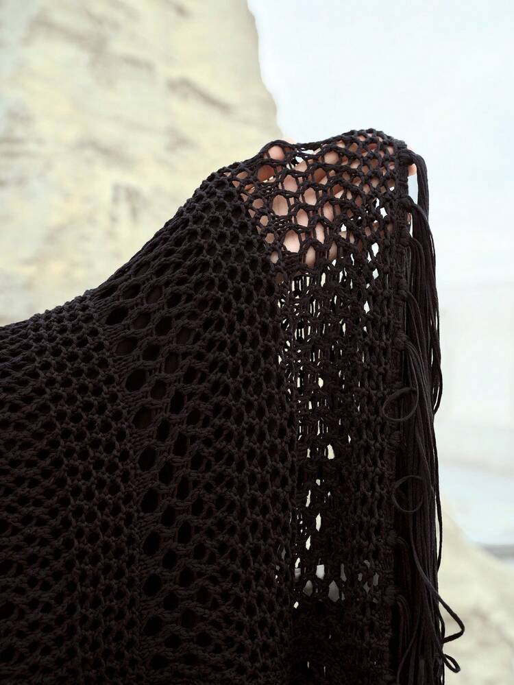 CROCHET FRINGE SWEATER SKIRT , SUITABLE FOR VACATION AND EVERYDAY WEAR, SPRING/SUMMER