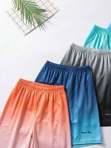 SHEIN Fantacosmos 5件套男童休闲运动风渐变网眼面料及膝短裤，适合日常穿着和户外活动，夏季 - 彩色 - 查看 6