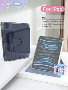 iPad亚克力透明背壳保护套，支持睡眠/唤醒功能，兼容iPad和平板电脑，360度旋转保护套，浅灰色/紫色 - 淺灰紫 - 查看 1