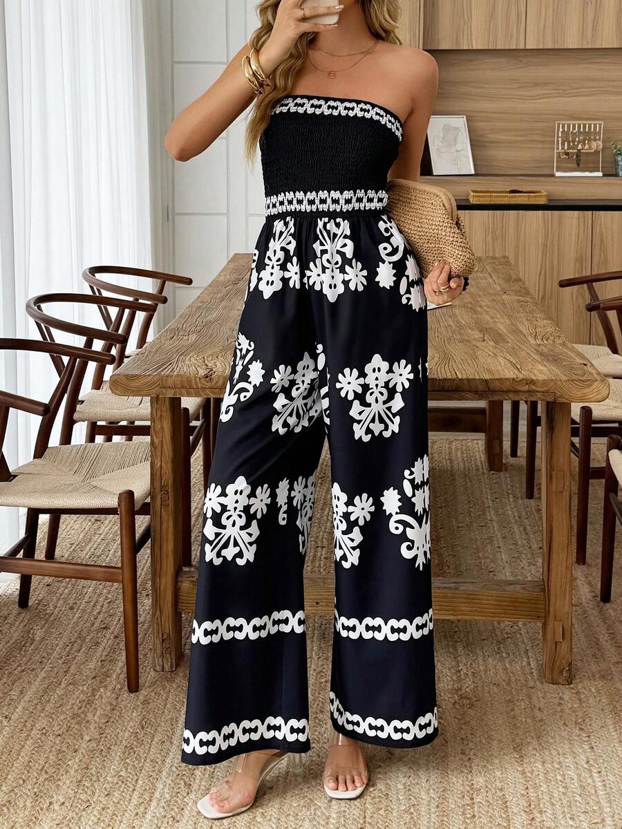 Louniche Mono de mujer con estampado floral grande de unicolor, talla estándar, informal para vacaciones - Multicolor - Ver 1