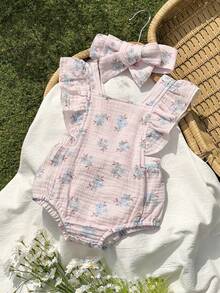 Vintaside Kids 新生儿夏季无袖休闲简约碎花连体衣，适合居家休闲或户外购物穿着 - 彩色 - 查看 5