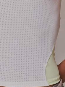 Musera Sport Racer Style Tech Mesh Contrast Active Top 秋冬运动服 健身房锻炼 普拉提 日常休闲 - 白色 - 查看 6