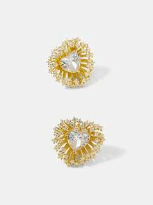 MOTF PREMIUM Pendientes personalizados de metal con diamantes de lujo ligera pre18K - Dorado - Ver 3