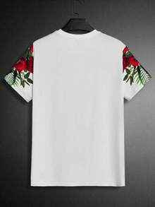 GENTILAND Men Floral & Letter Graphic Tee - White - View 2
