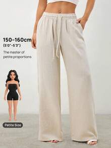 SHEIN PETITE 女式系带口袋长裤 - 杏色 - 查看 8