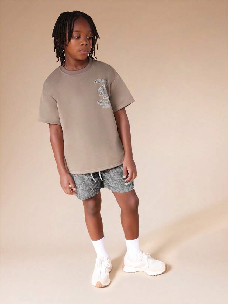 Tween Boys Oversized T-Shirt And Shorts Co-Ord Set With Large Number 23 Print Crew Neck Short Sleeve Summer Casual Outfit