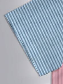 Manfinity Homme Bộ đồ nam mùa hè thường ngày kẻ sọc tương phản cài cúc phía trước gồm áo sơ mi và quần short. - Nhiều màu - Xem 4