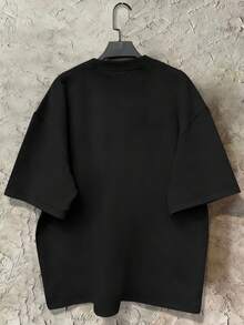 STEELVANCE 男士休闲唇印字母T恤，夏季款 - 黑色 - 查看 2