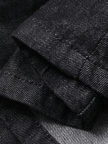 Women's Vintage Washed Black Tie-Up Sleeveless Casual Vacation Denim Cropped Cardigan Vest Top, Spring & Summer - Black - View 7