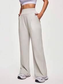 Lifespree Women's Casual High Waist Everyday Commute Sports Pants - Light Yellow - View 4