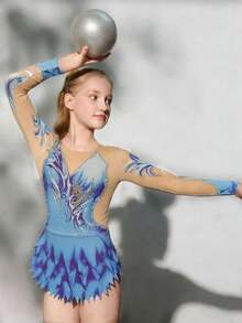 SHEIN Tween Girl Printed Round Neck Long Sleeve Asymmetric Hem Jumpsuit - Multicolor - View 3