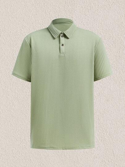 Mercer Haus 男士纯色半透明高尔夫衬衫，华夫格休闲短袖弹力 Polo 衫，适合休闲和户外