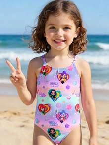 SHEIN 适合夏季的少女休闲简约连体泳衣 - 彩色 - 查看 2