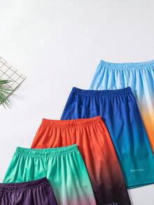 SHEIN Fantacosmos 5条装青少年男童休闲运动风渐变网眼面料及膝短裤，适合日常穿着和户外活动，夏季 - 彩色 - 查看 4